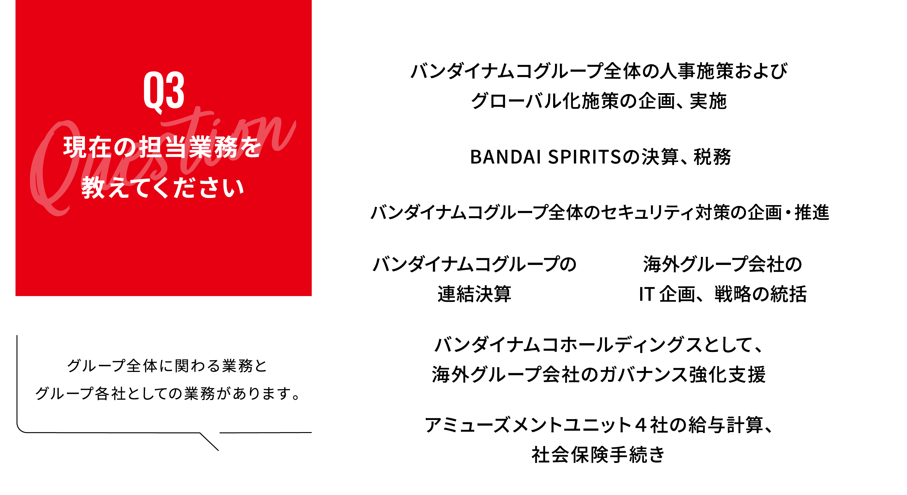 現在の担当業務を教えてください。